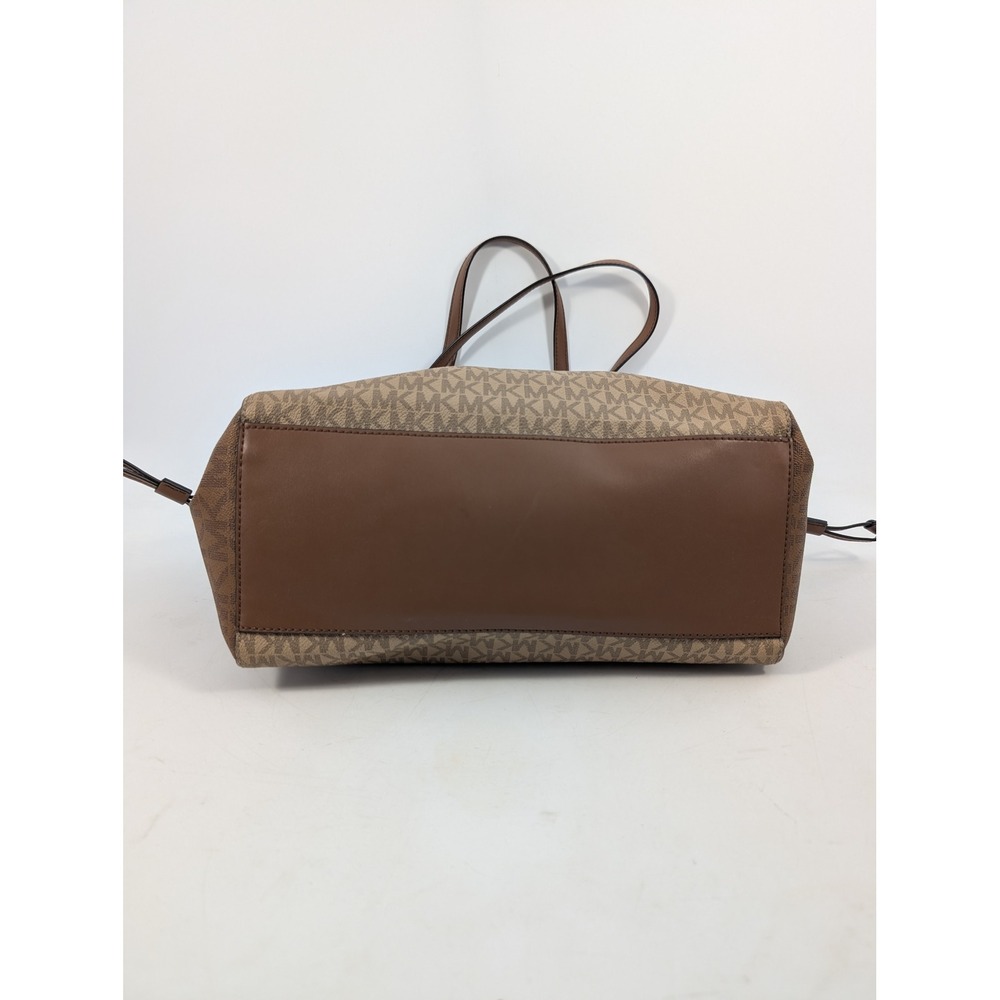 Michael Kors Voyager Tote Bag Brown Vanilla MK Monogram Signature Shoulder Bag - Picture 5 of 8